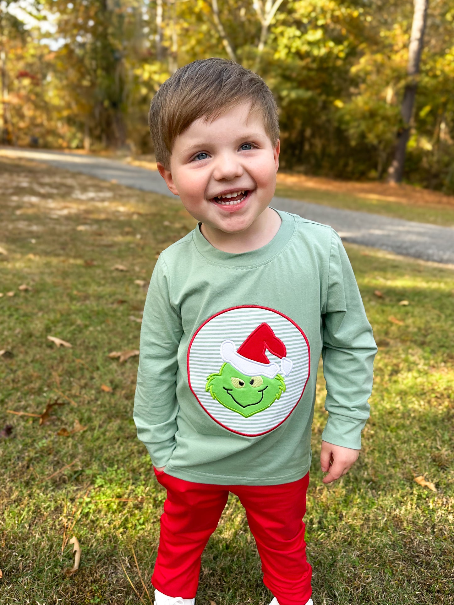 RTS - Christmas Shirt Only - Appliqué Green One Boy Shirt