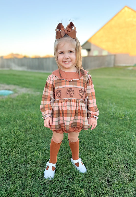 RTS - HALLOWEEN & TURKEYS - Gobble & Plaid Girl Diaper Set