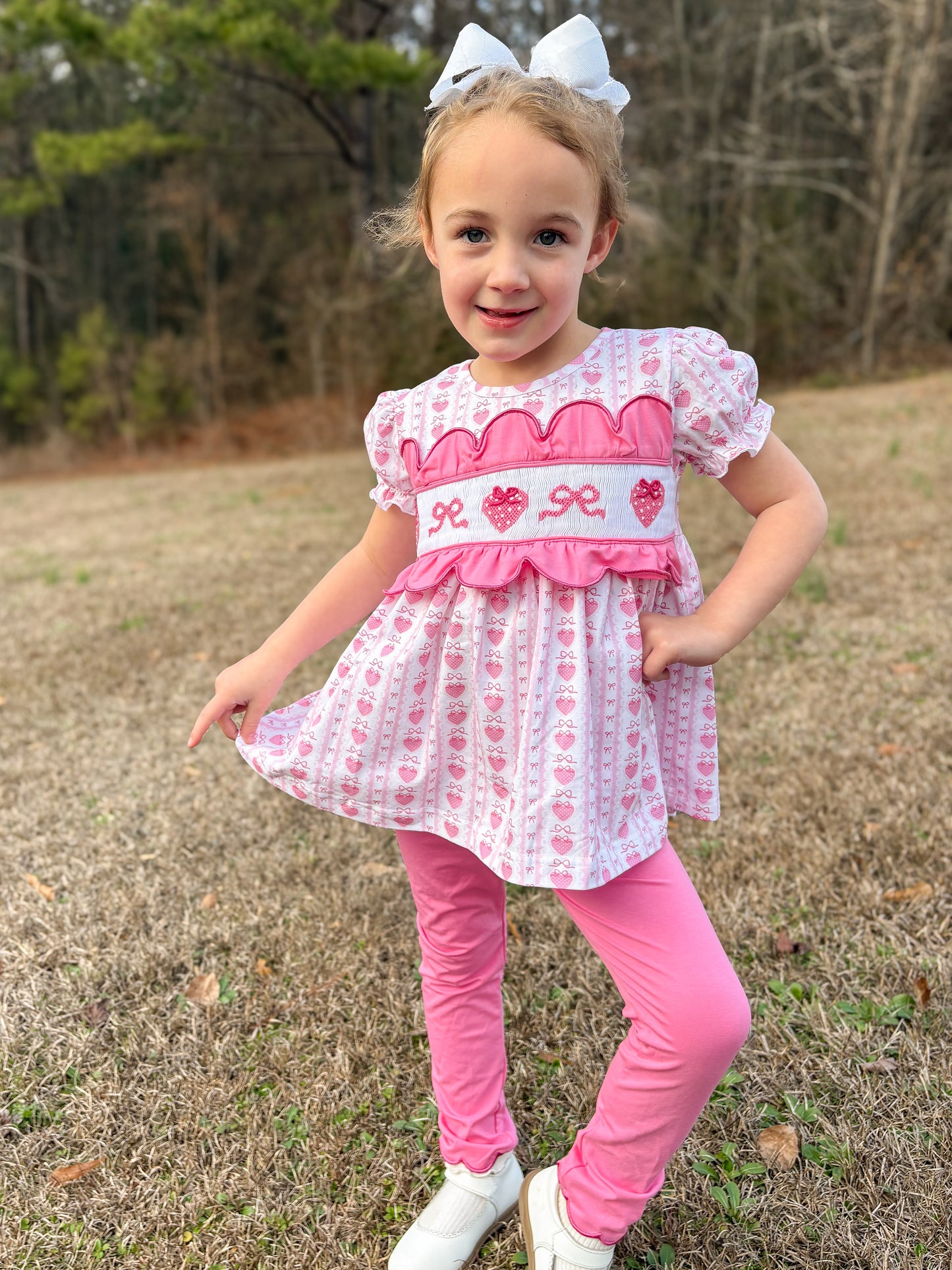 RTS - Smocked Hearts Girl Pant Set