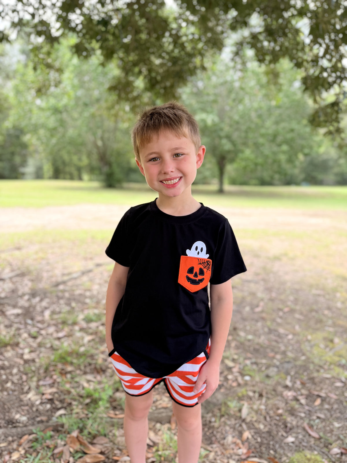 RTS - HALLOWEEN & TURKEYS - Peek-a-boo Pocket Boy Shortie Set