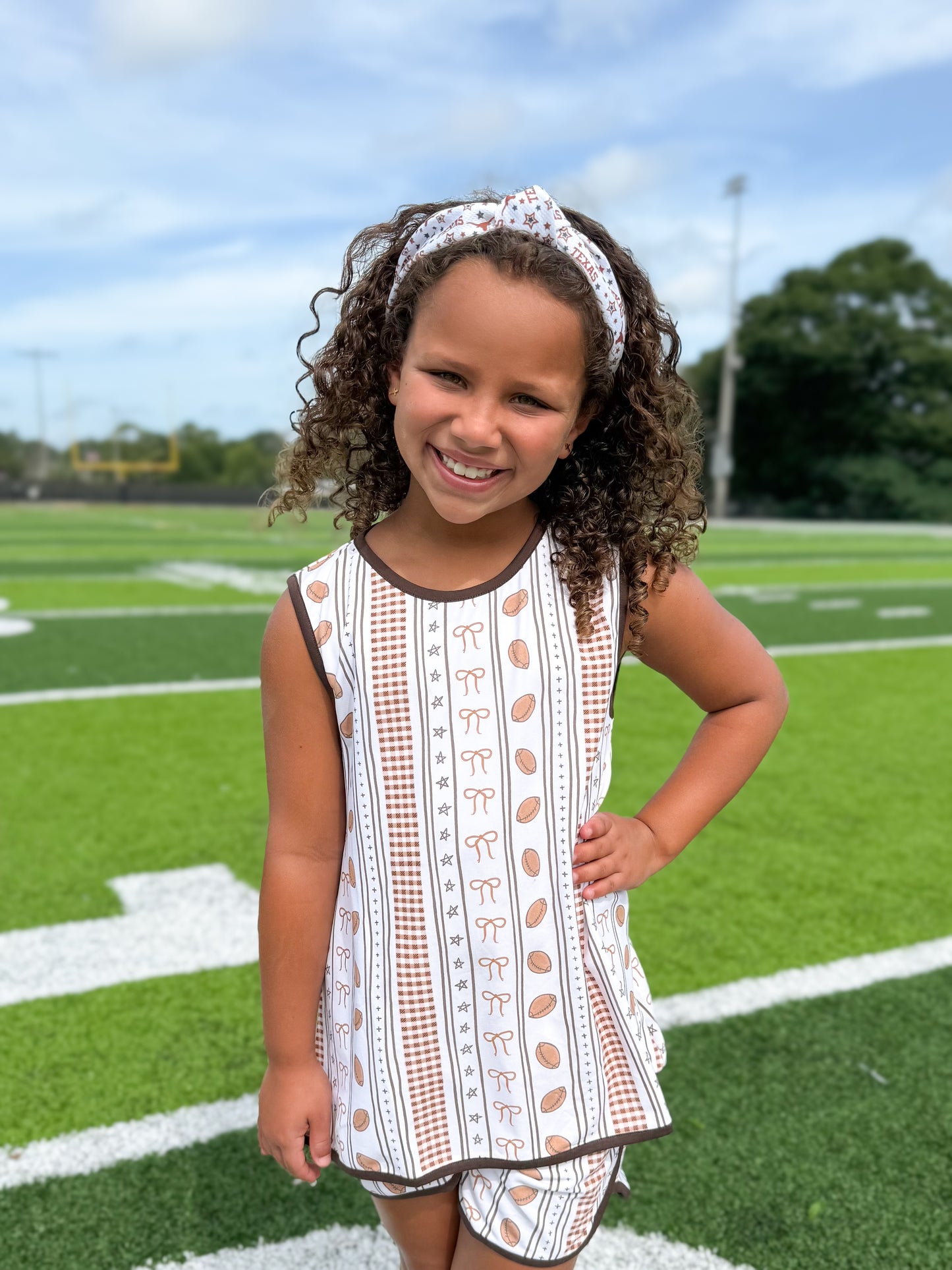 RTS - COLLEGIATE - Basic Football Knits Girl Shortie Set
