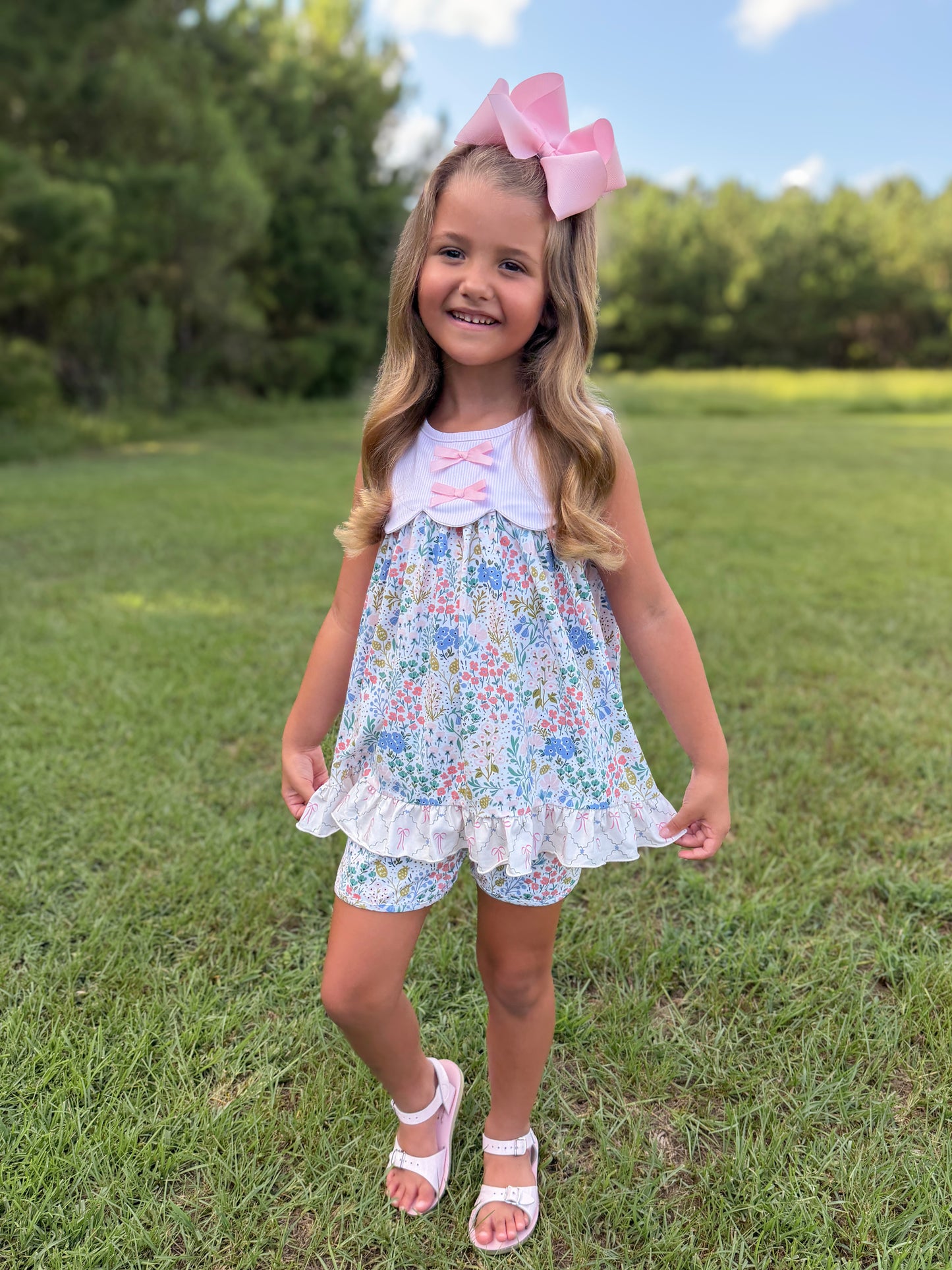 RTS - SUMMER PT 2 - Tea Room Floral & Bows Girl Shortie Set