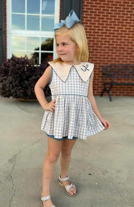 RTS - Sophia’s Khaki & Stone Girl Diaper Set - NO MONOGRAM