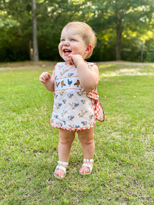RTS - SUMMER PT 2 - Smocked Chickens Boy Diaper Set