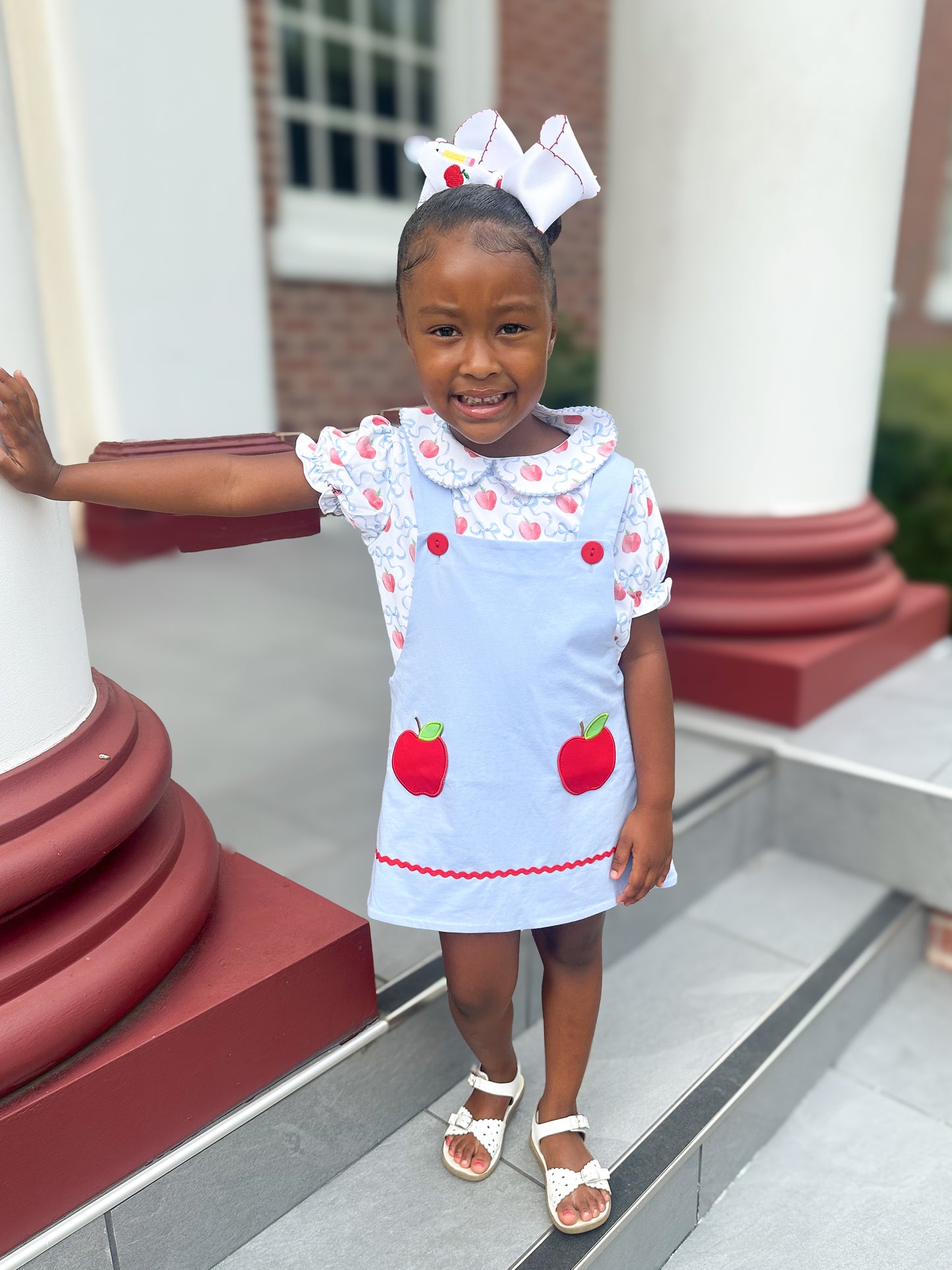 RTS - SUMMER PT 2 - Chainstitch Apples Girl Dress - NO MONOGRAM