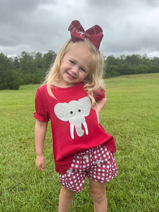 RTS - Applique Mascots Girl Shortie Set - Elephant