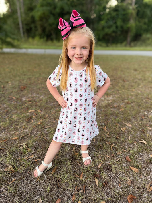 RTS - PUMPKINS & HALLOWEEN - Pumpkins & Halloween Girls Only - Bows, Cats, & Witch Hats Girl Dress