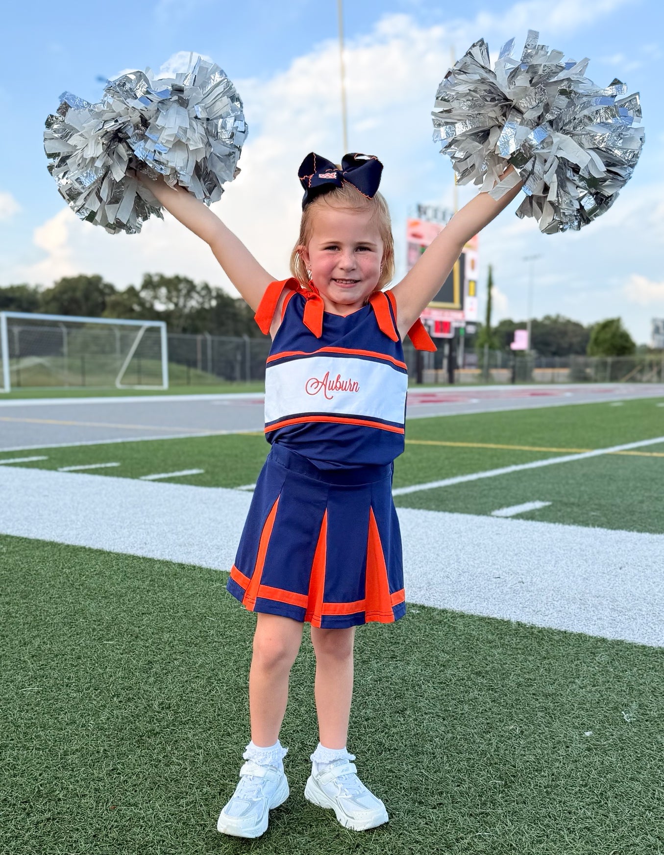 RTS - COLLEGIATE - Sideline Spirit Cheer Sets - Orange/Navy. Monogrammed - “AUBURN TIGERS”