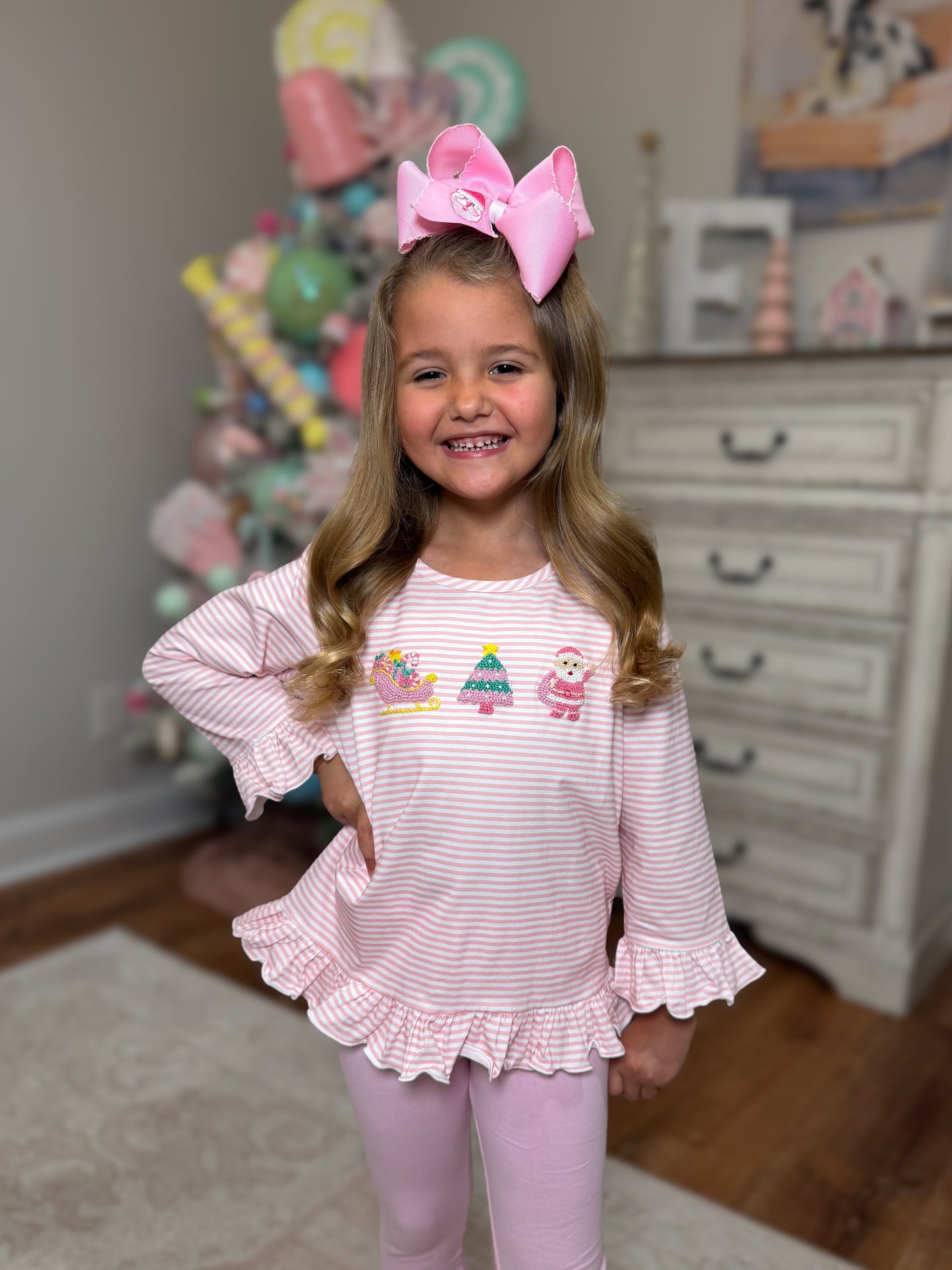 RTS - Christmas Shirt Only - Pink Christmas Girl Shirt