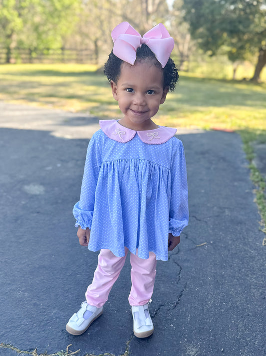 PREORDER 58: WINTER RERUNS - Pearl Collared Bows Girl Pant Set