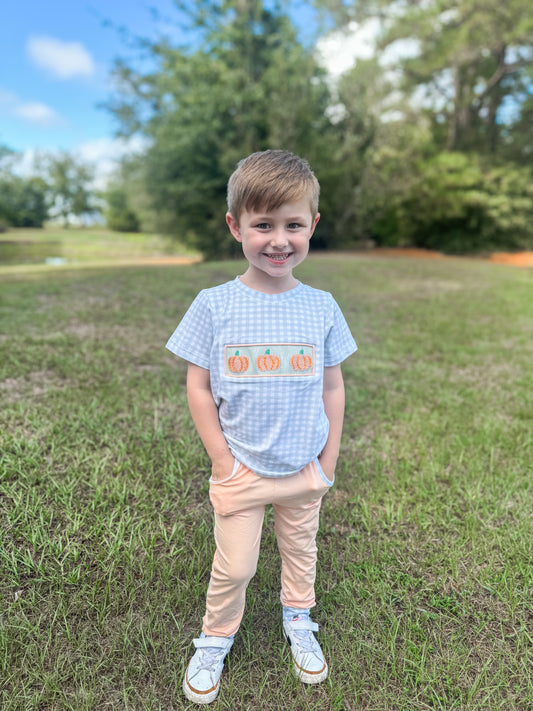 RTS - Coral & Sage Pumpkins Boy Jogger Set
