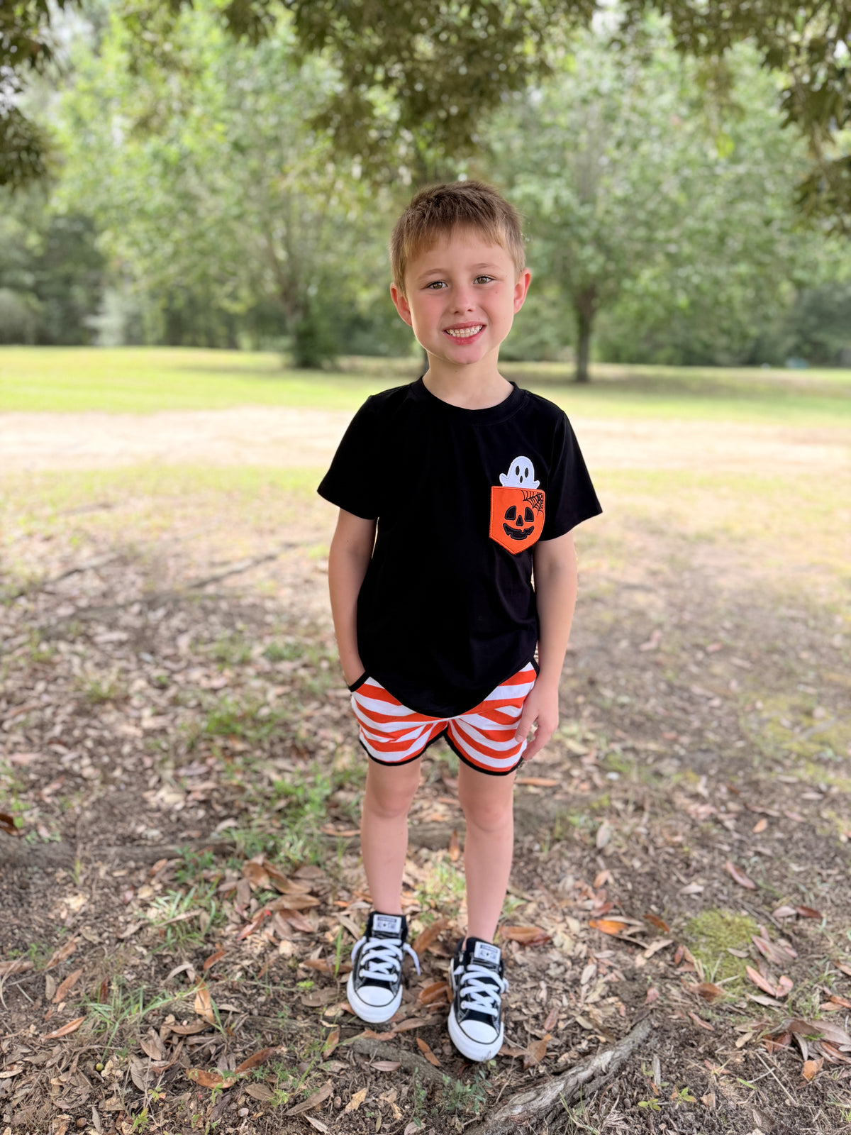 RTS - HALLOWEEN & TURKEYS - Peek-a-boo Pocket Boy Shortie Set