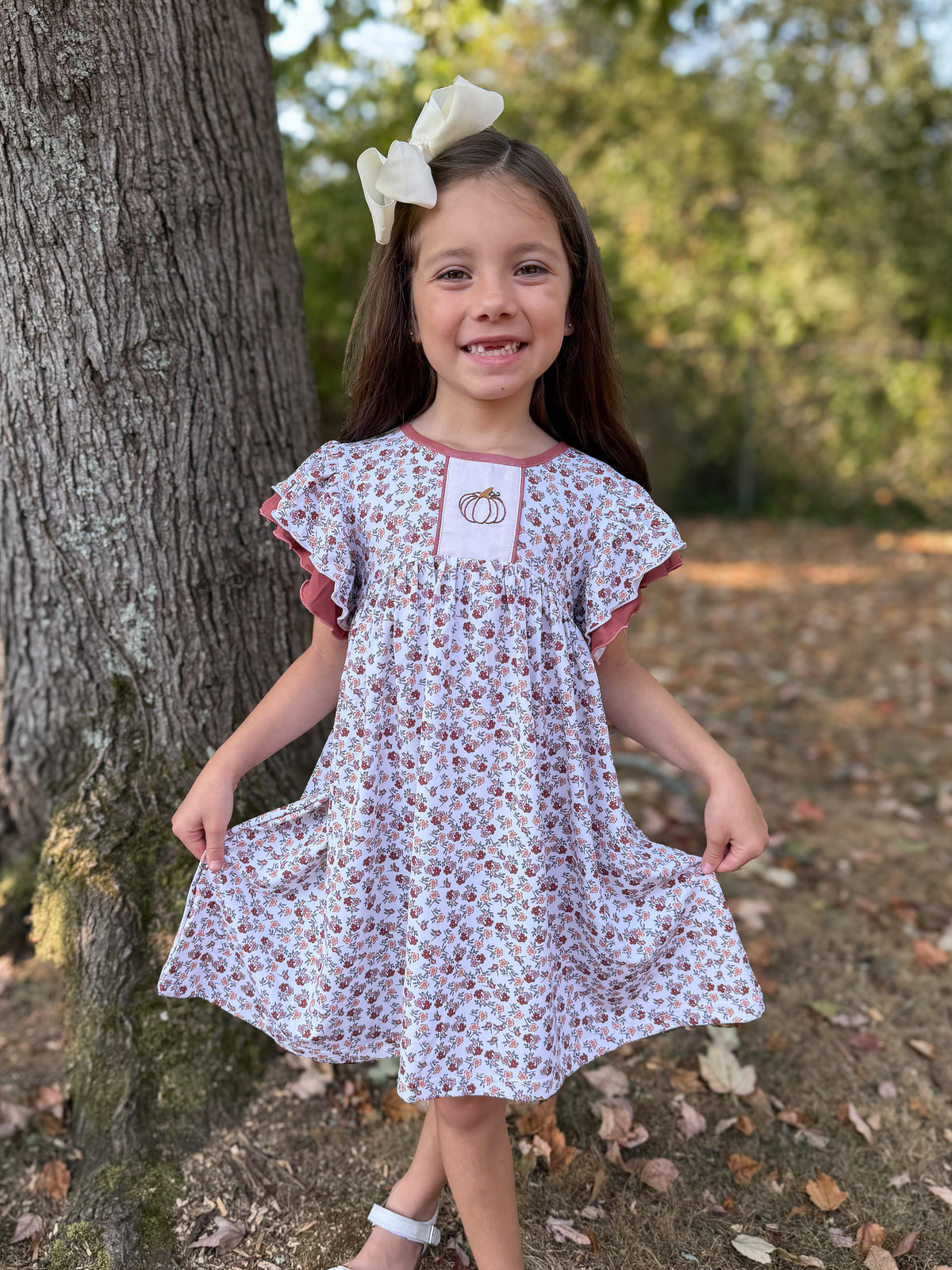 RTS - PUMPKINS & HALLOWEEN - Pumpkins & Halloween Girls Only - Flutter Sleeve Pumpkin Girl Dress