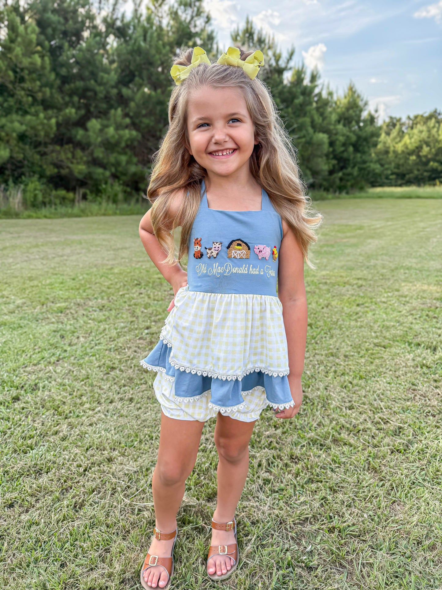 RTS - Summer French Knot Farm Girl Diaper Set