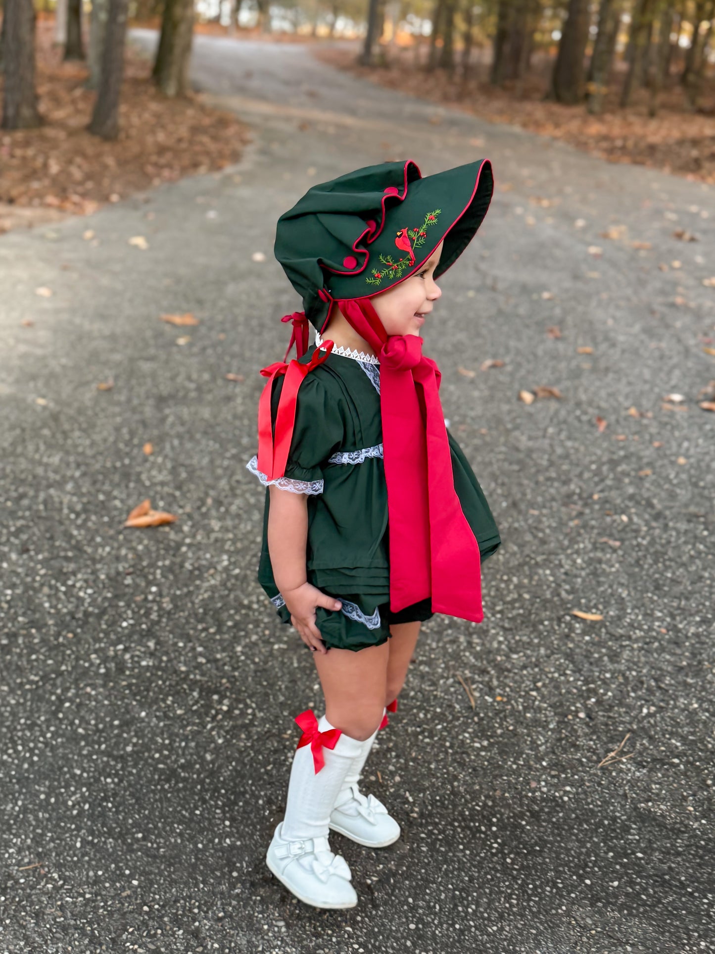 RTS - Christmas Cardinal Heirlooms Girl Bonnet