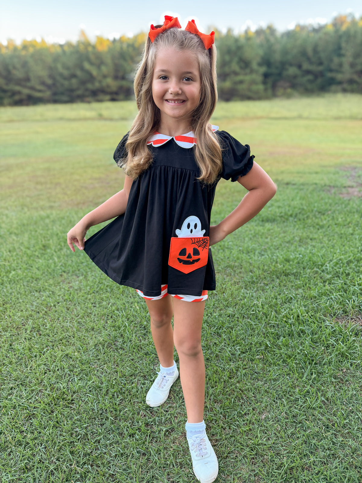 RTS - HALLOWEEN & TURKEYS - Peek-a-boo Pocket Girl Shortie Set