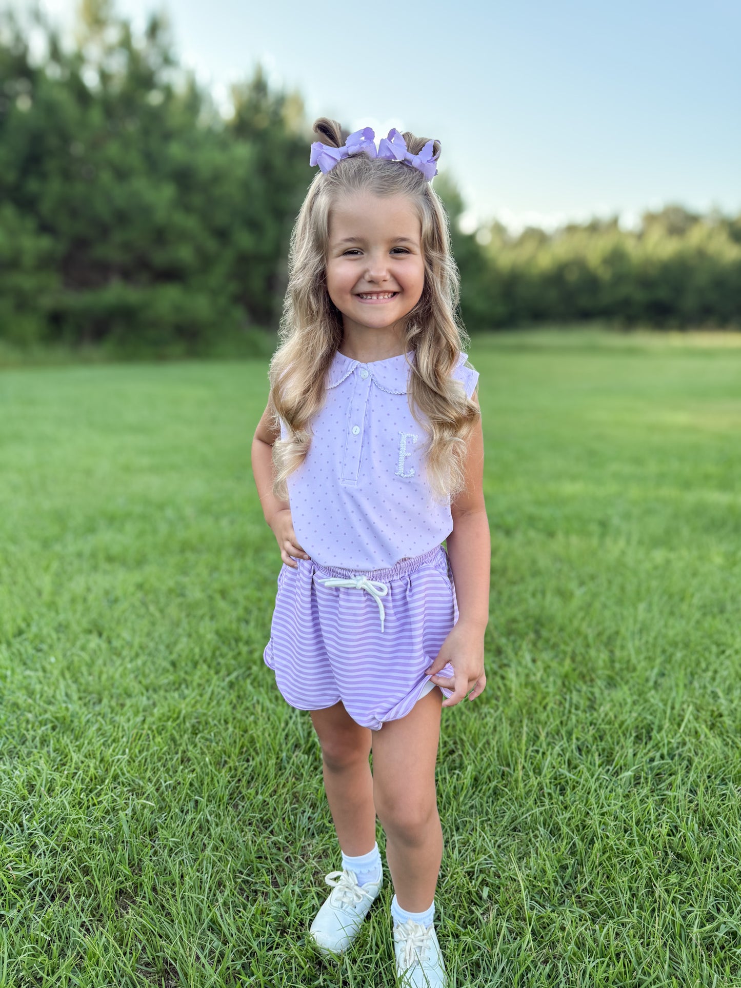 RTS - Preppy Polo Basics Girl Skort Set - Purple  - NO MONOGRAM