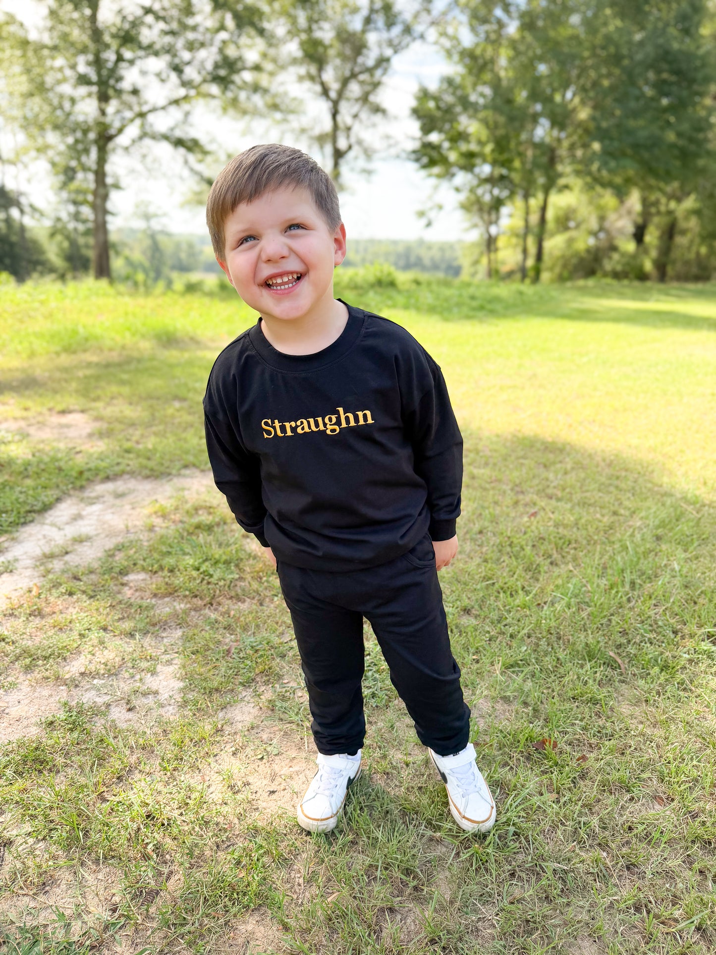 RTS - COLLEGIATE - Gameday Warm Ups Boy Jogger Set - Black “NO MONO”