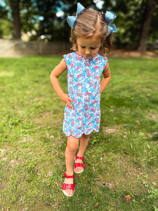 RTS - Patriotic Lilly Crab Swim Girl Dress