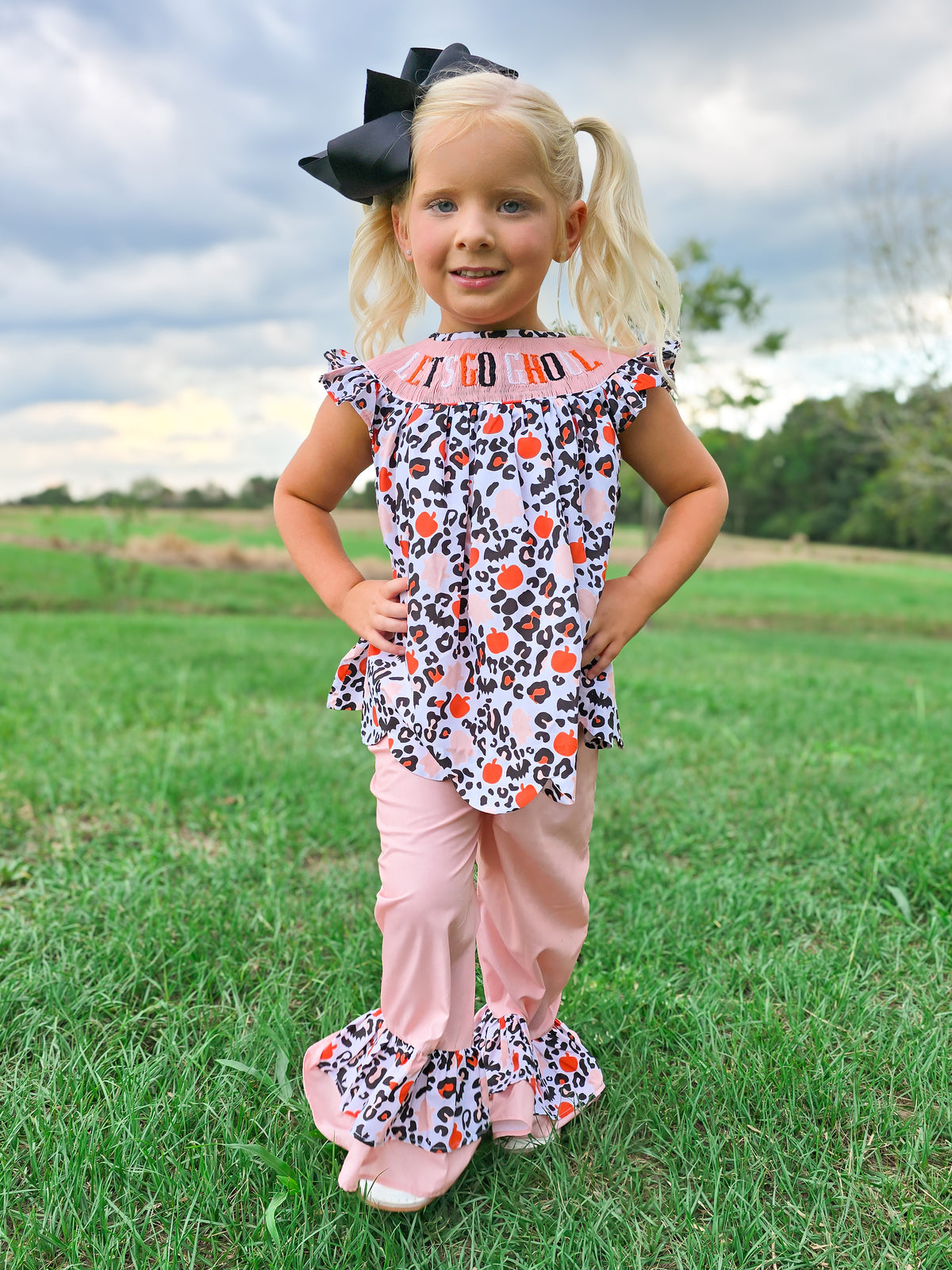 RTS - HALLOWEEN & TURKEYS - Spooky Cheetah Girl Pant Set - “SPOOKY GIRL”