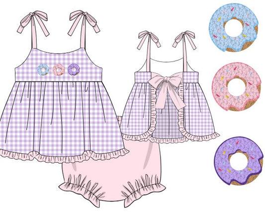 PREORDER 28: SUMMER PT 2 - French Knot Donuts Girl Diaper Set