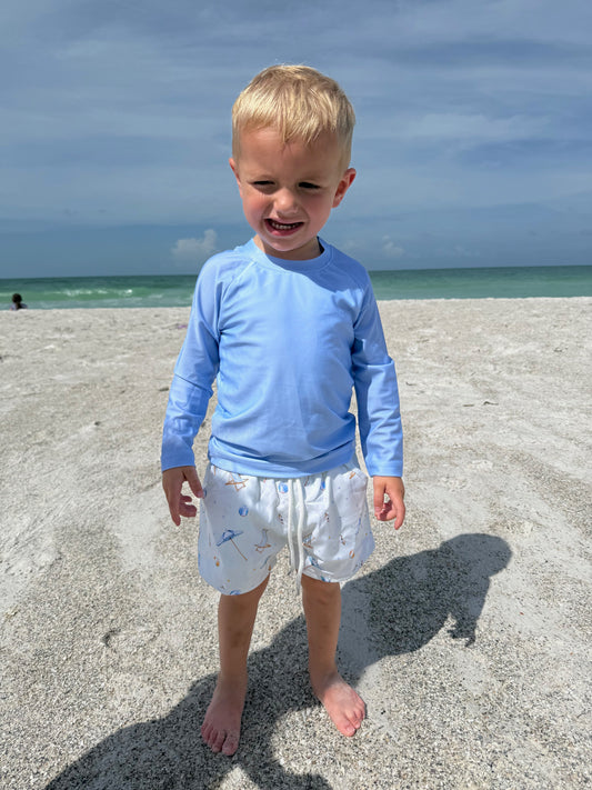 RTS - Beach Days Swimwear Boy Rashguard Top - NO MONOGRAM