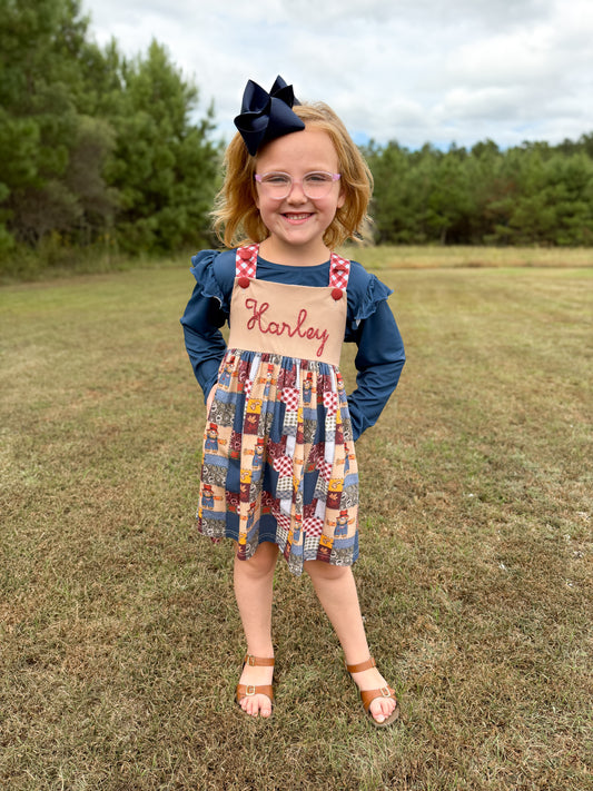 RTS - Scarecrow Patchwork Girl Dress - No monogram