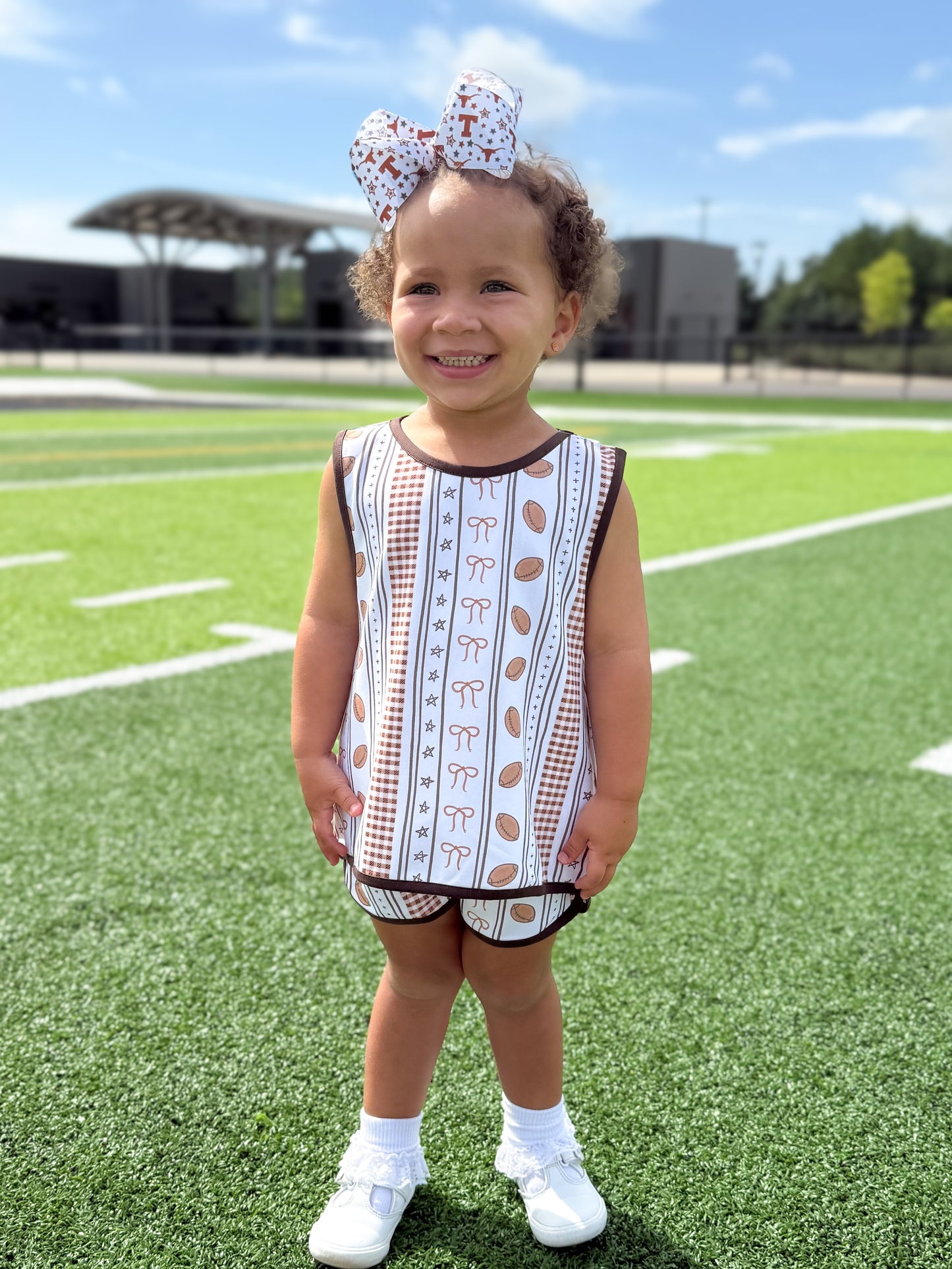 RTS - COLLEGIATE - Basic Football Knits Girl Shortie Set