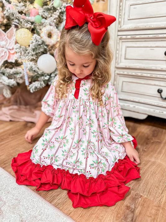 RTS - Bows & Holly Girl Gown