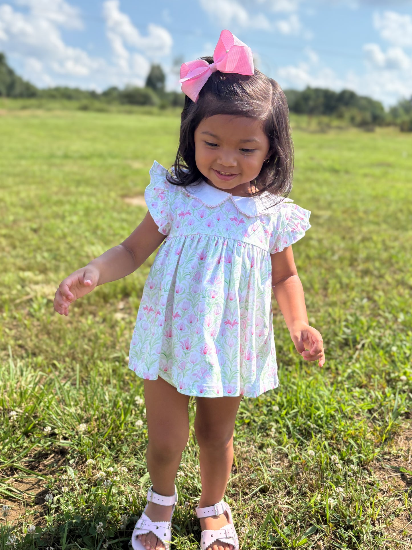 RTS - SUMMER PT 2 - Lime & Pink Floral Girl Diaper Set