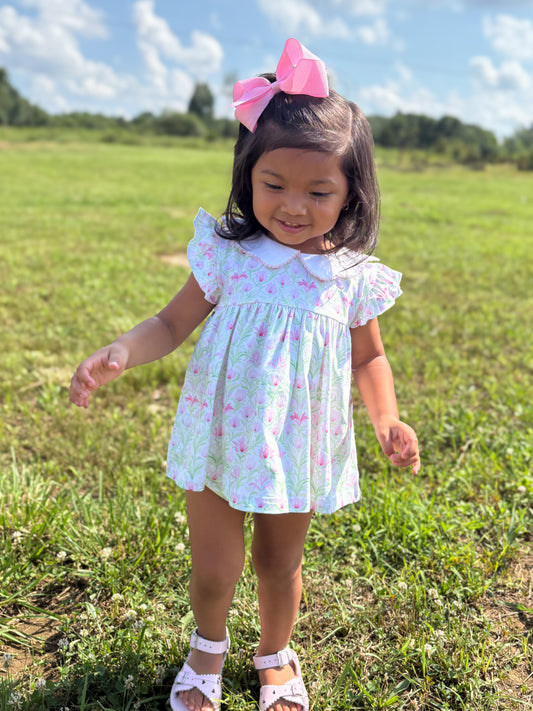 RTS - SUMMER PT 2 - Lime & Pink Floral Girl Diaper Set