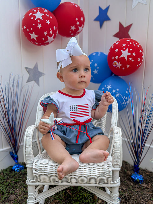 RTS - SUMMER 1 - American Flag Colorblock Girl Bubble