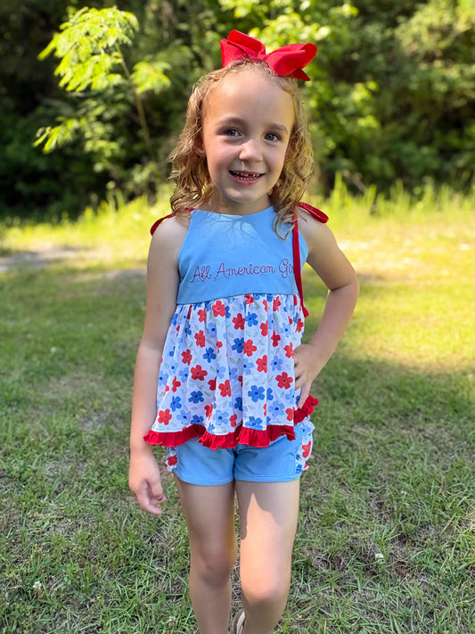 RTS - SUMMER 1 - All American Blooms Girl Shortie Set