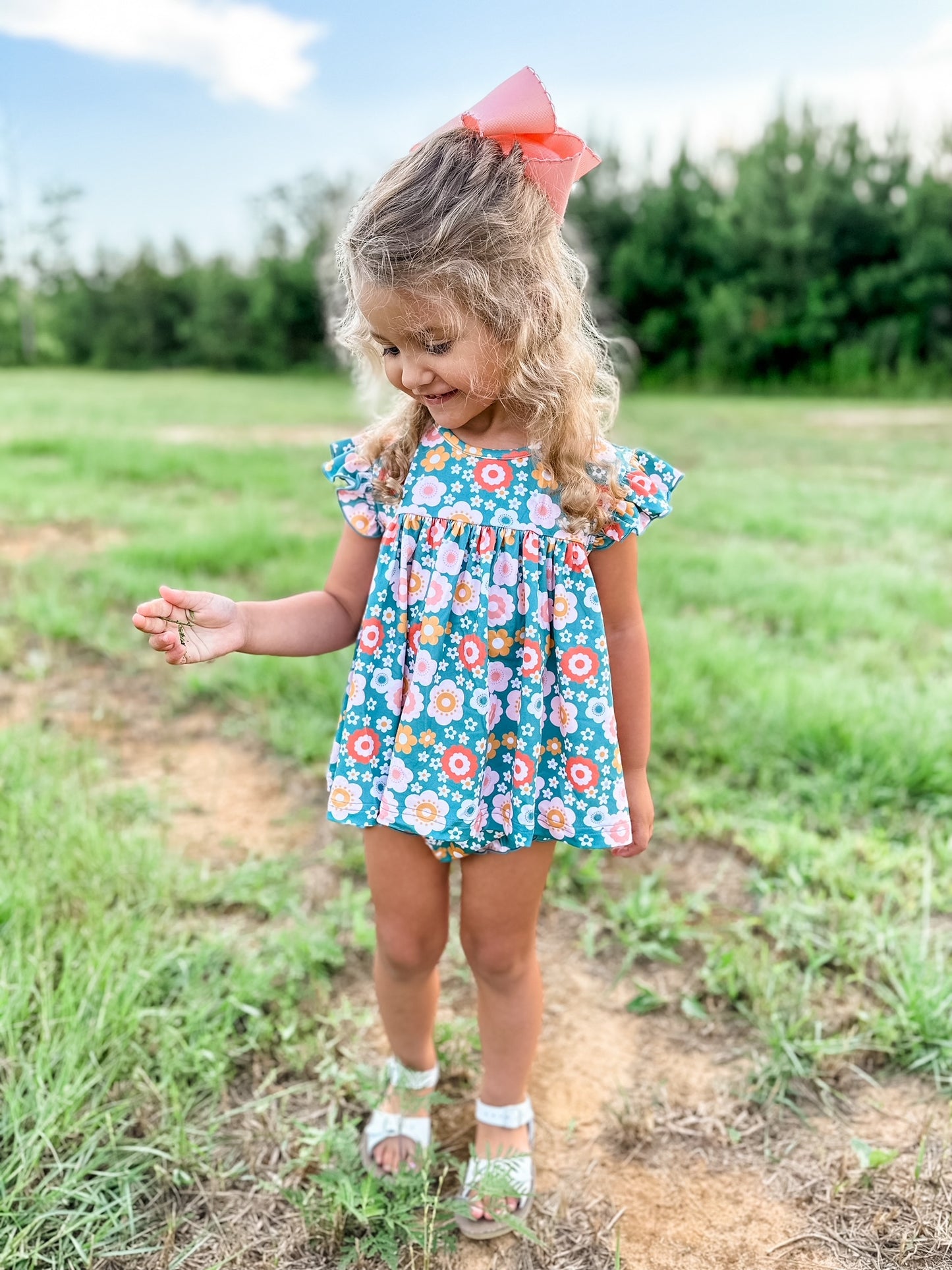 RTS - Retro Family Floral Girl Diaper Set