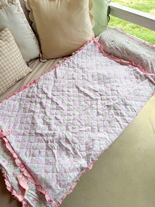 RTS - SUMMER PT 2 - Lime & Pink Floral Nap Mat - NO MONOGRAM
