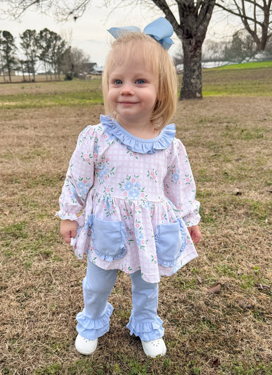 RTS - Blossom & Blue Girl Pant Set