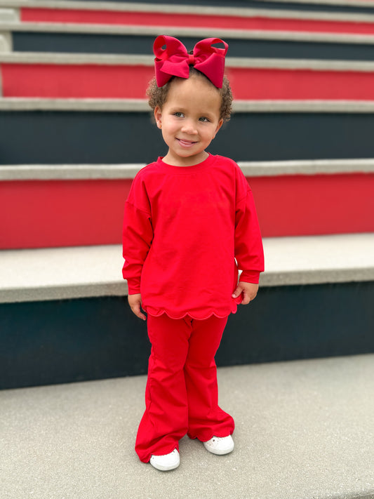 RTS - COLLEGIATE - Gameday Warm Ups Girl Pant Set - Red “NO MONO”