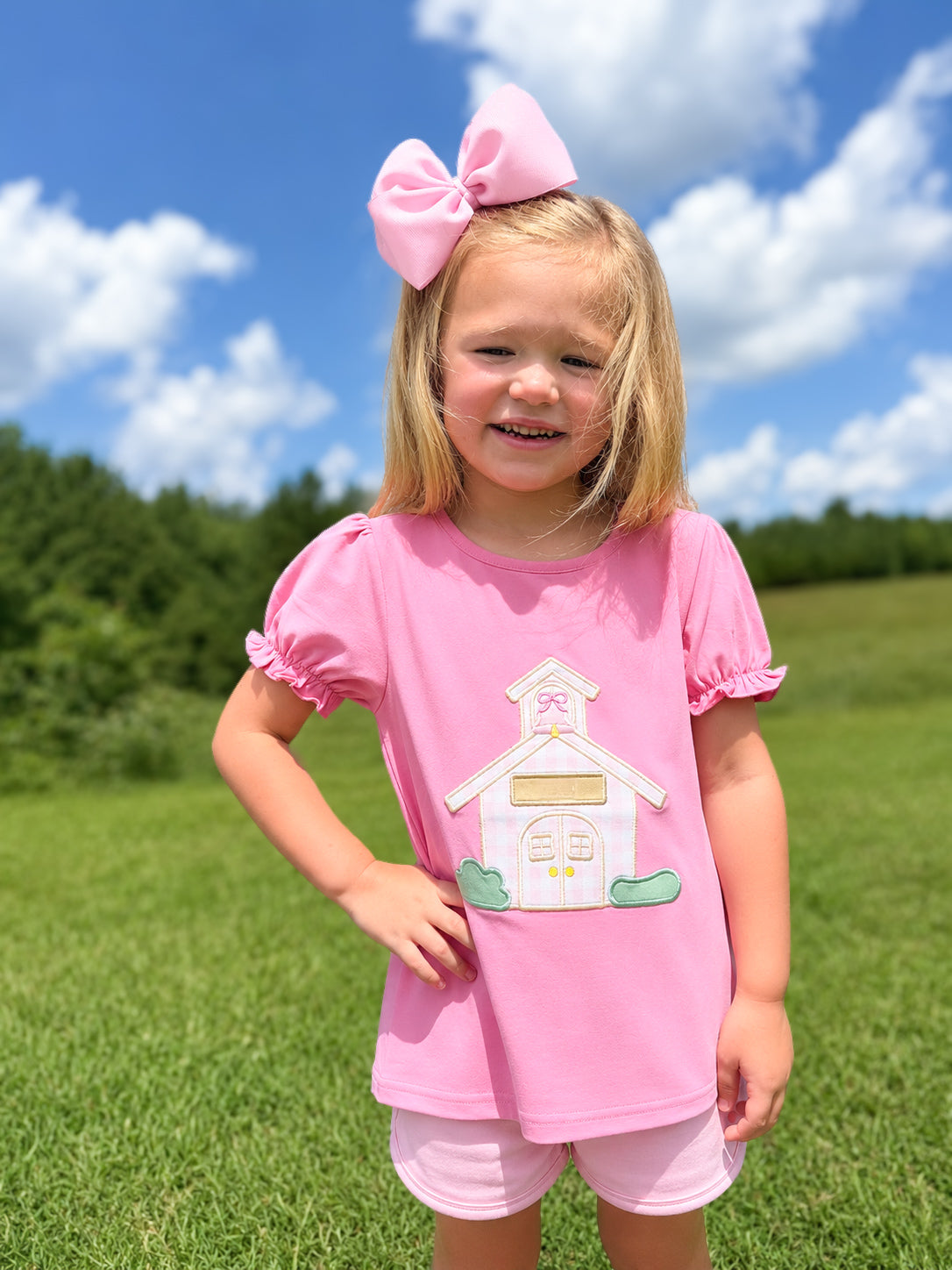 RTS - SUMMER PT 2 - Back to School Shirt Only - Gingham School House Girl Shirt - NO MONOGRAM