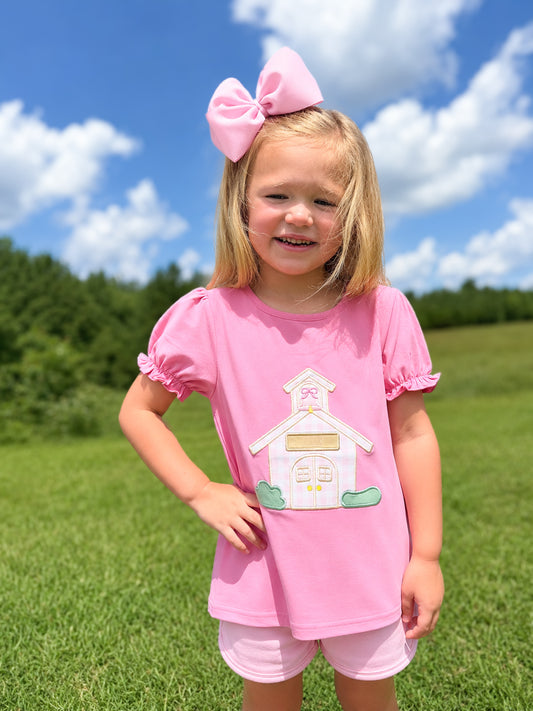 RTS - SUMMER PT 2 - Back to School Shirt Only - Gingham School House Girl Shirt - NO MONOGRAM