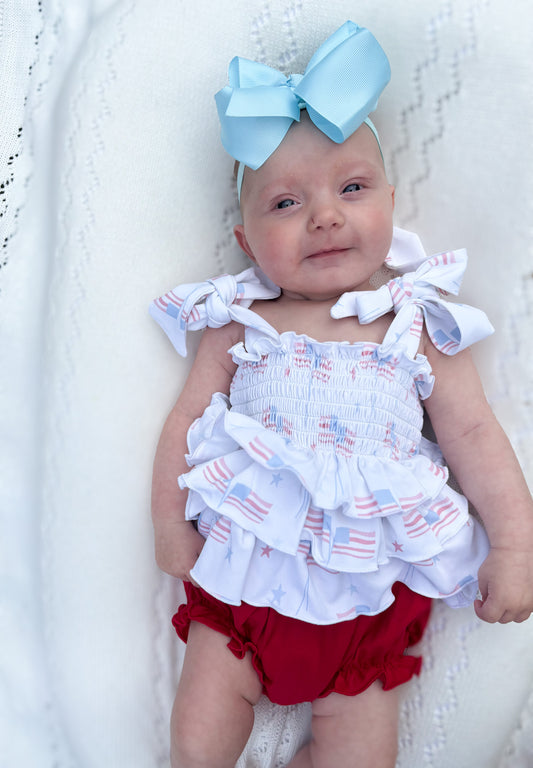 RTS - Preppy Patriotic Girl Skirted Bubble