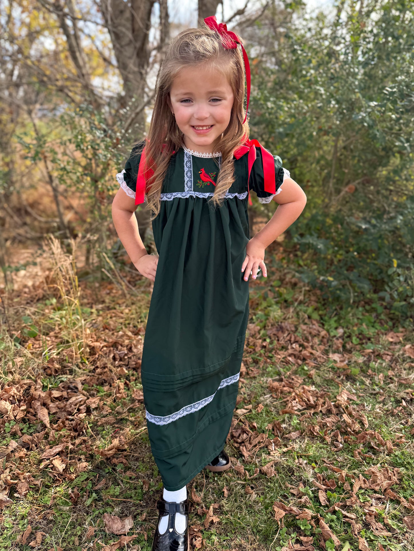 RTS - Christmas Cardinal Heirlooms Girl Dress