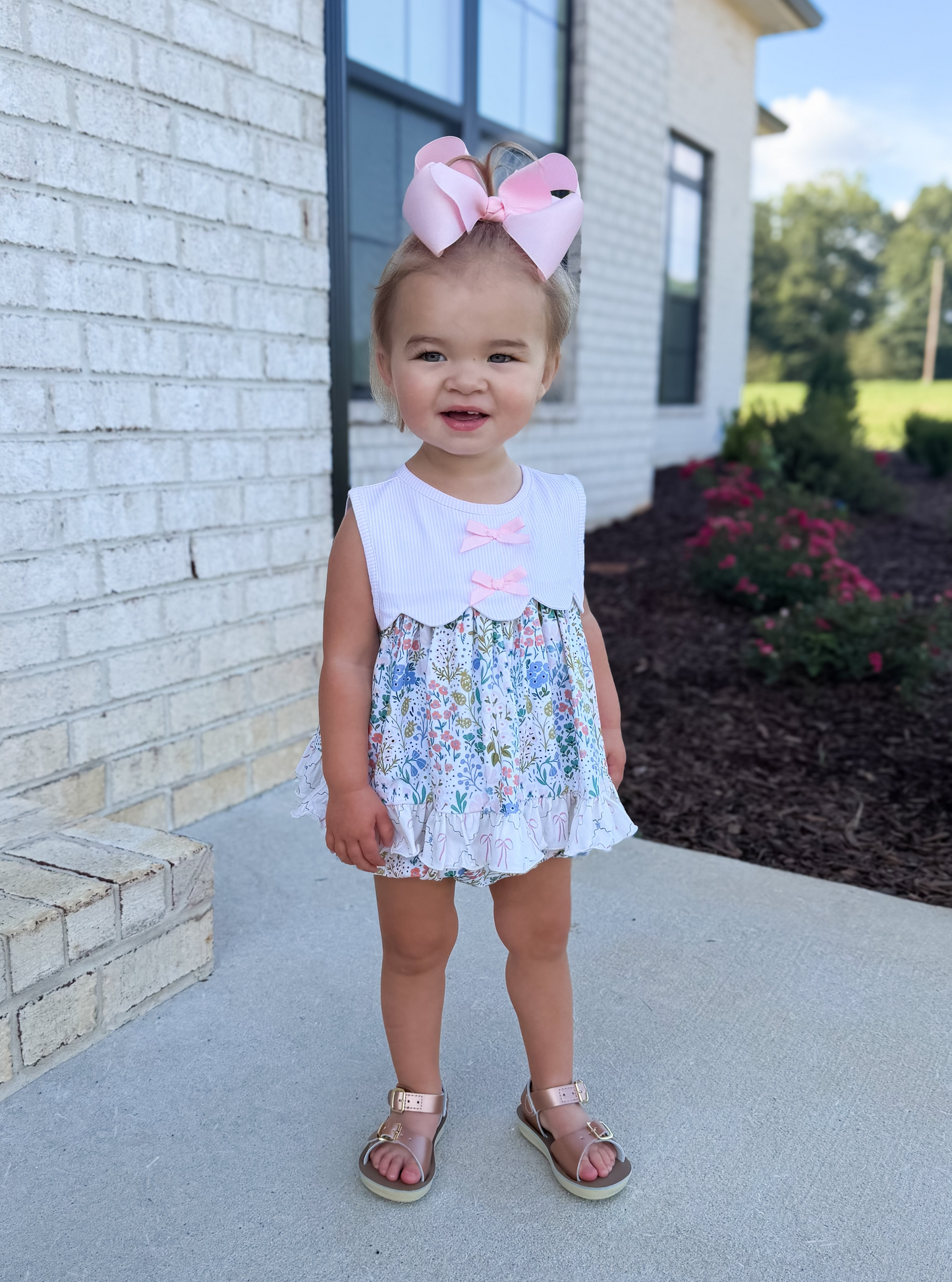 RTS - SUMMER PT 2 - Tea Room Floral & Bows Girl Skirted Bubble