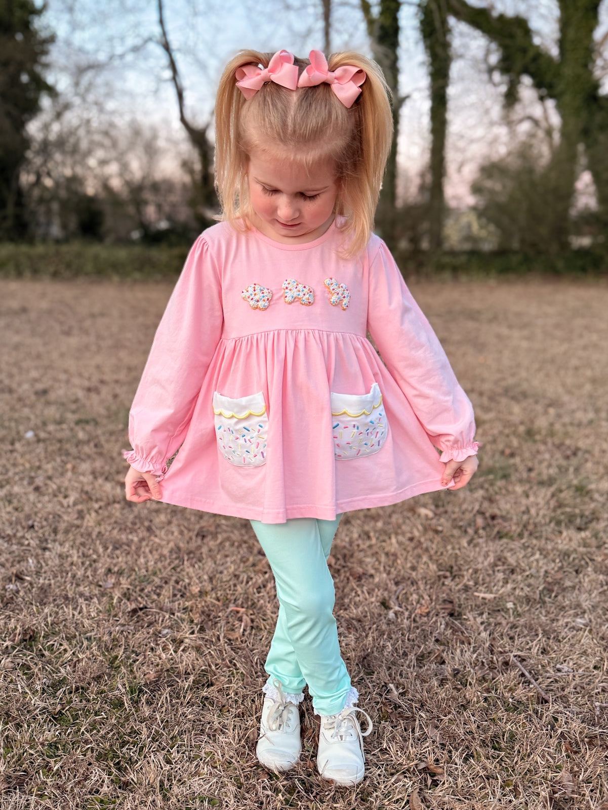 PREORDER 58: WINTER RERUNS - French Knot Animal Crackers Girl Pant Set