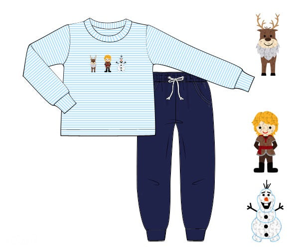 RTS - French Knot Ice Queen Boy Jogger Set