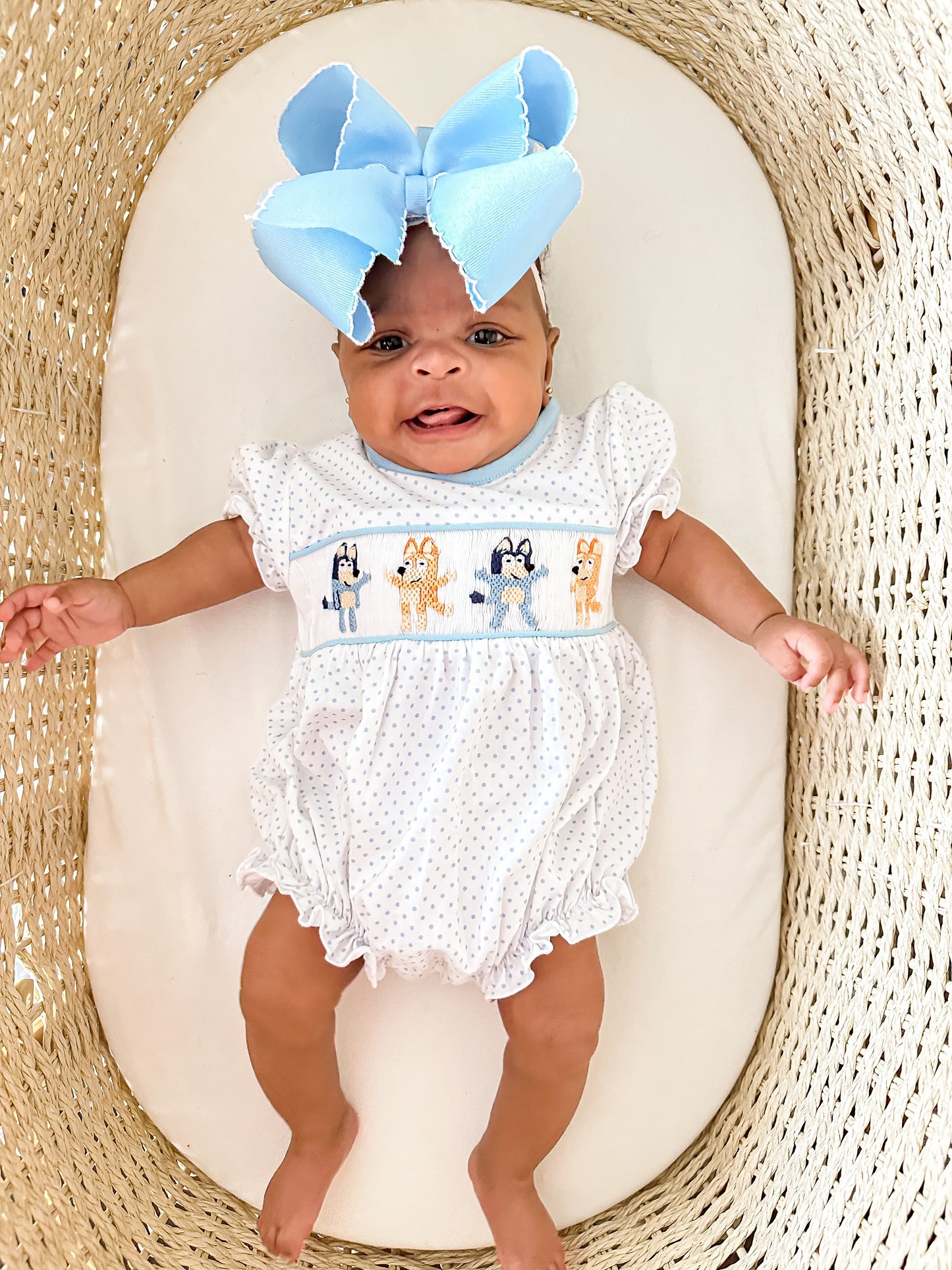 EXTRAS PRESALE - Smocked Blue Dog Girl Bubble