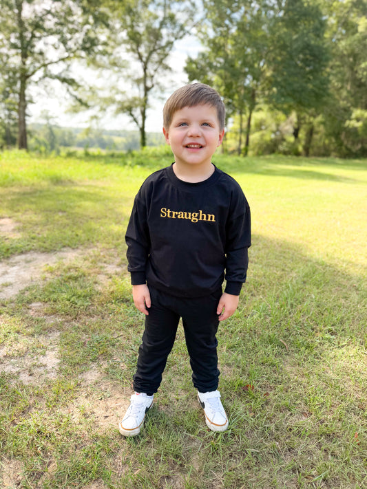 RTS - COLLEGIATE - Gameday Warm Ups Boy Jogger Set - Black “NO MONO”
