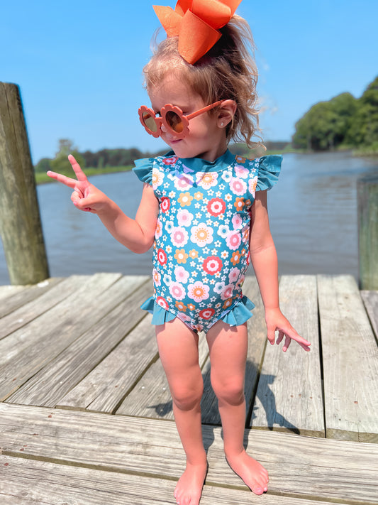 RTS - Retro Family Floral Girl Floral 1 PC Swim