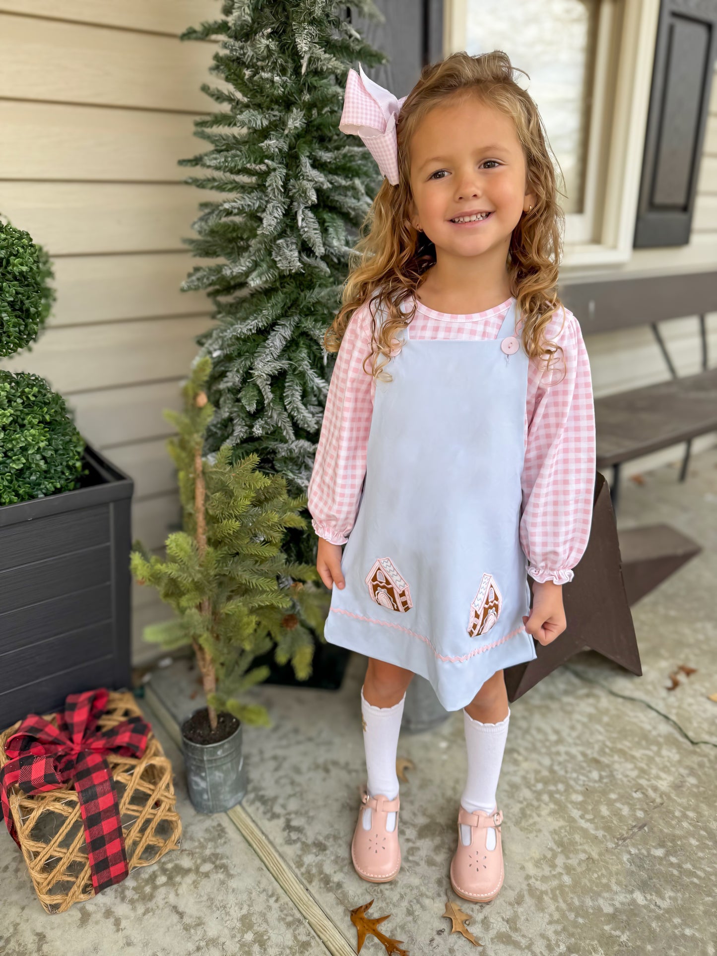 RTS - Appliqué Gingerbread House Girl Dress - NO MONOGRAM