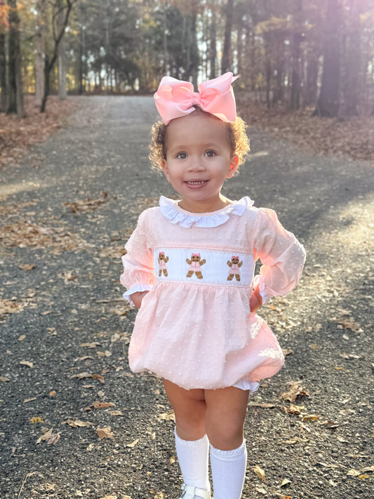 RTS - Christmas Girls Only - Swiss Dot Gingerbread Girl Bubble