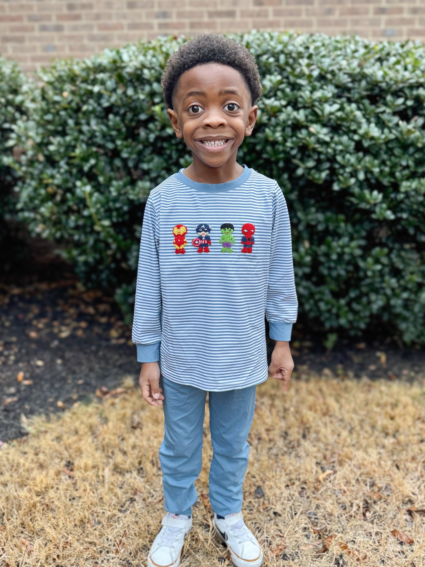 PREORDER 58: WINTER RERUNS - Striped Superheroes Boy Jogger Set